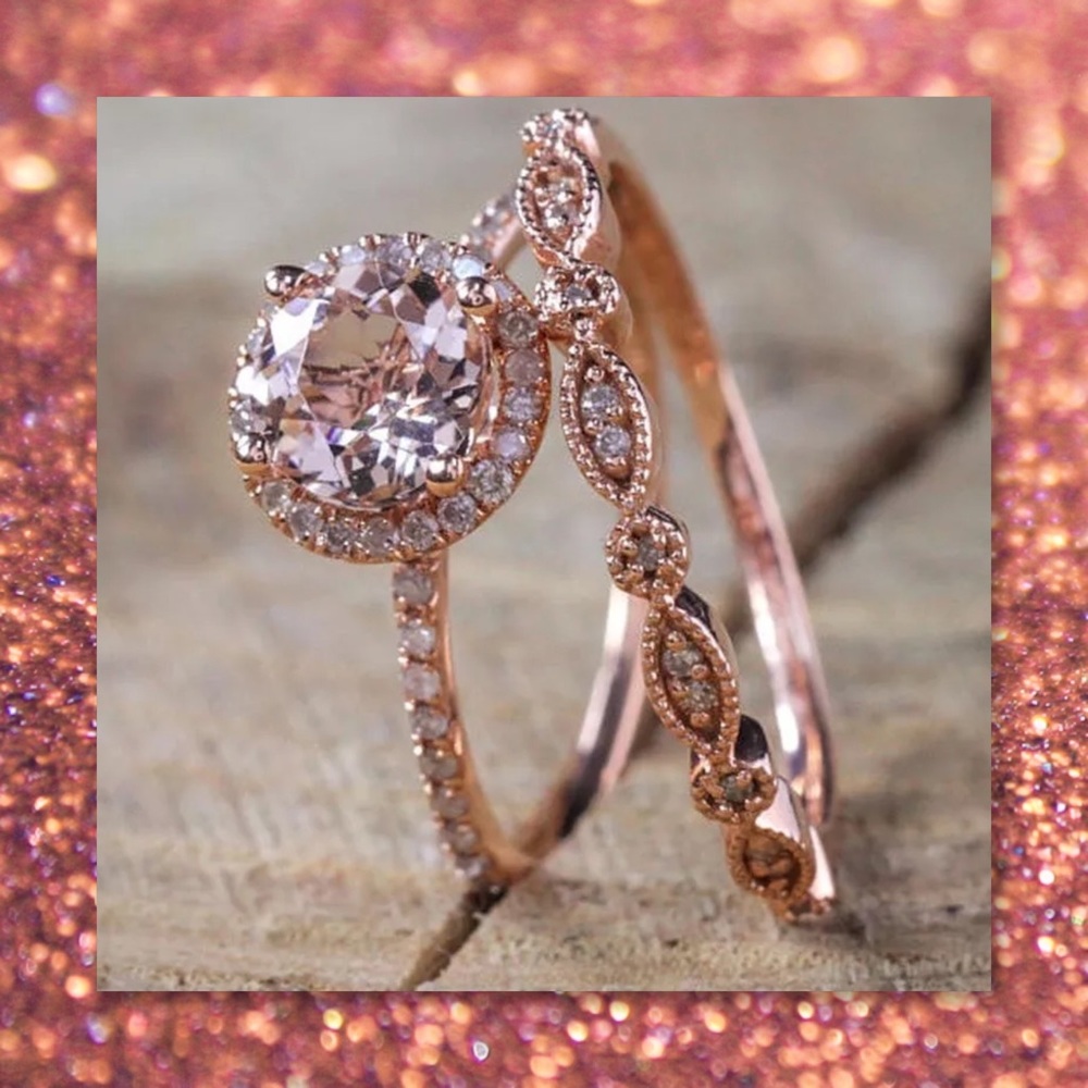 JUST IN🆕 2pc 925 Rose Gold Filled Wedding Set